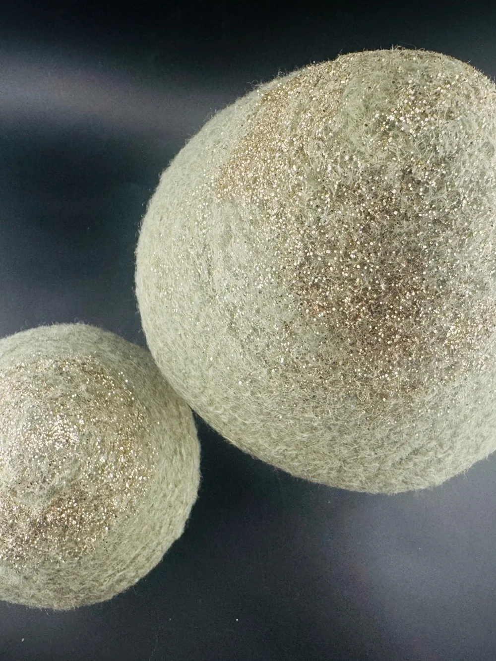 Felt Mushroom Decor Pair in Sage with Glitter Tops